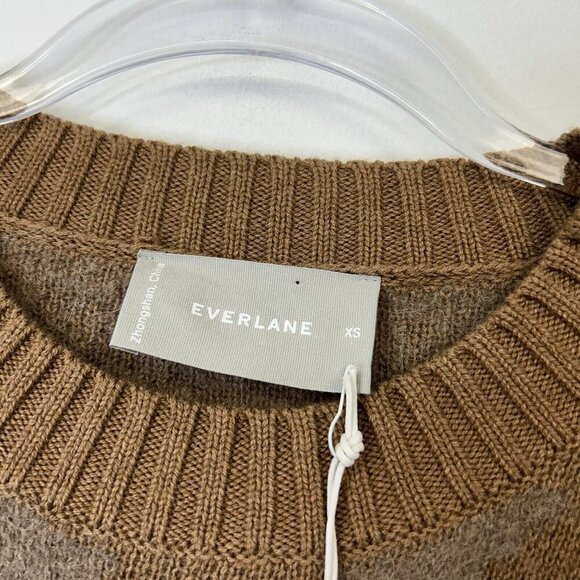 NEW Everlane Alpaca Wool Sweater Women’s Size XS Camel Brown Tiger Stripe - Picture 5 of 10